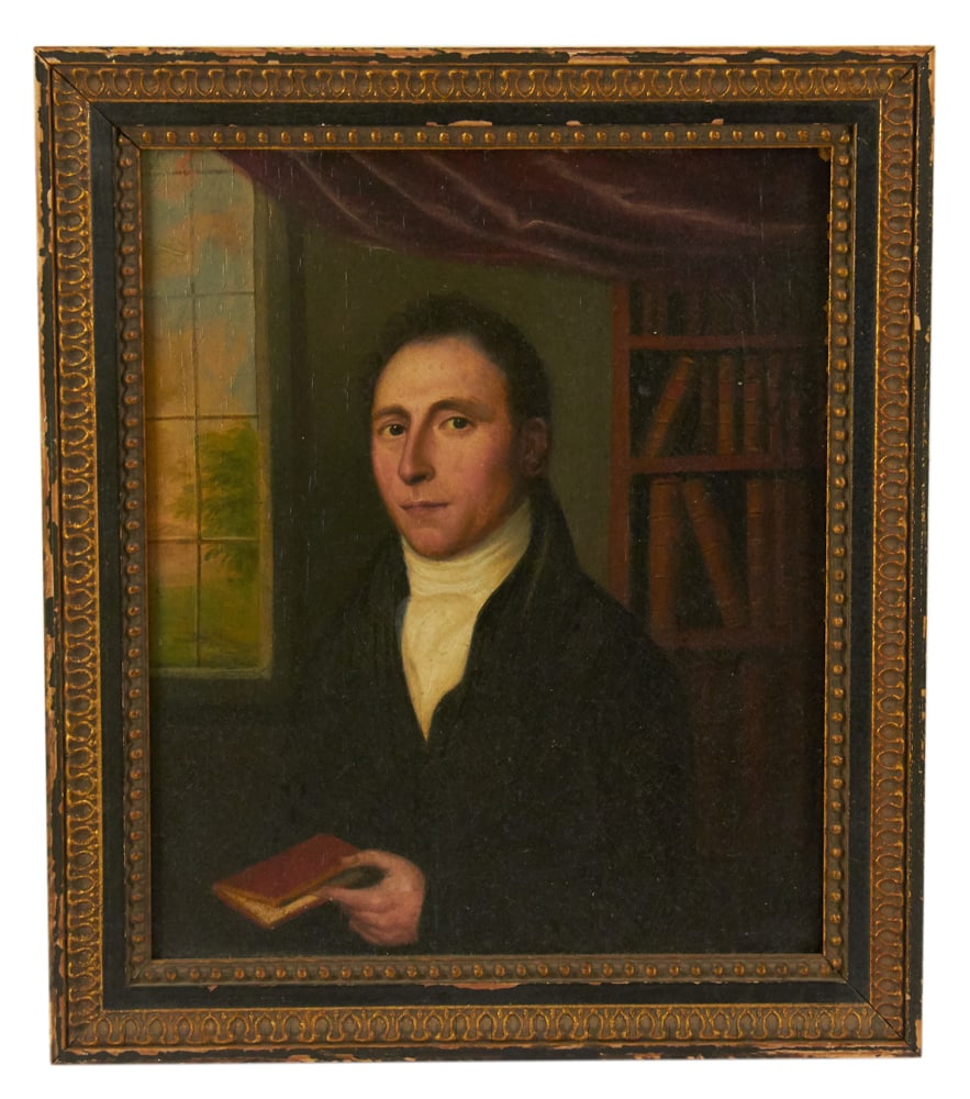 19thC Portrait of Gentleman with Book, Oil on Board (1 of 6)