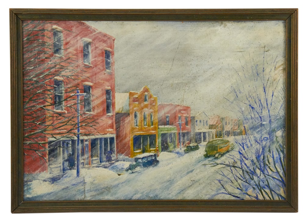F. Usher Devoll, New York 1930s Winter Town Scene (1 of 7)