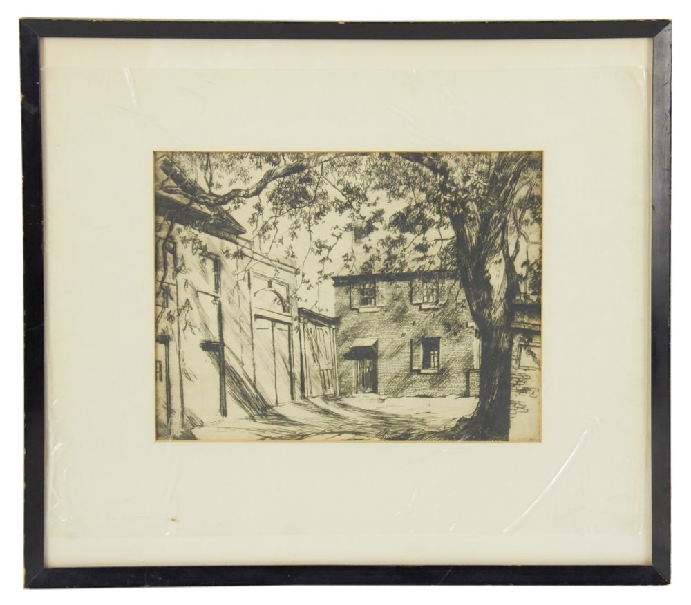 Edward J. Balthazar, New England Etching: Edward J. Balthazar, New England etching, 7" x 10" (image), framed 14" x 16". Provenance: Estate of Dalia Zikas, Melrose, Massachusetts.