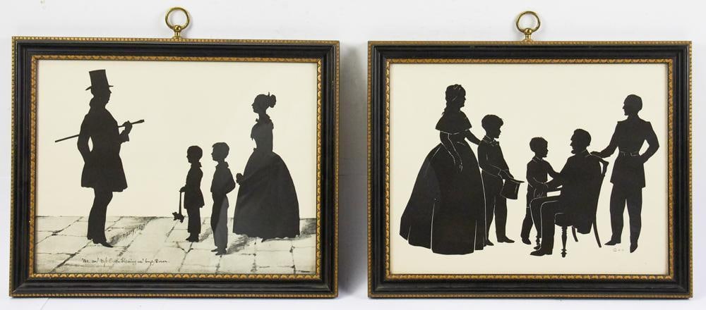 Two 19thC Framed Group Silhouettes (1 of 10)