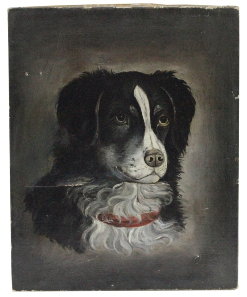 Belgian Sheep Dog "Topsas", Oil on Canvas: Belgian sheep dog "Topsas", oil on canvas, unsigned, 15" x 12" unframed. Provenance: Estate of Dalia Zikas, Melrose, Massachusetts.