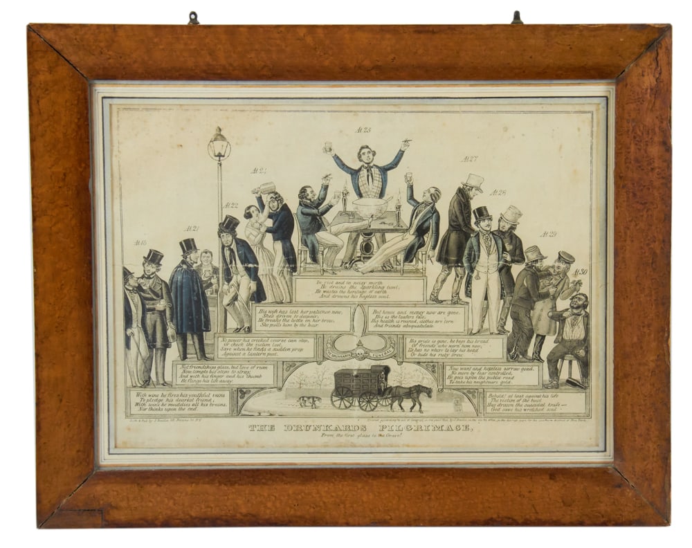 Currier and Ives, 19thC, The Drunkards Pilgrimage (1 of 8)