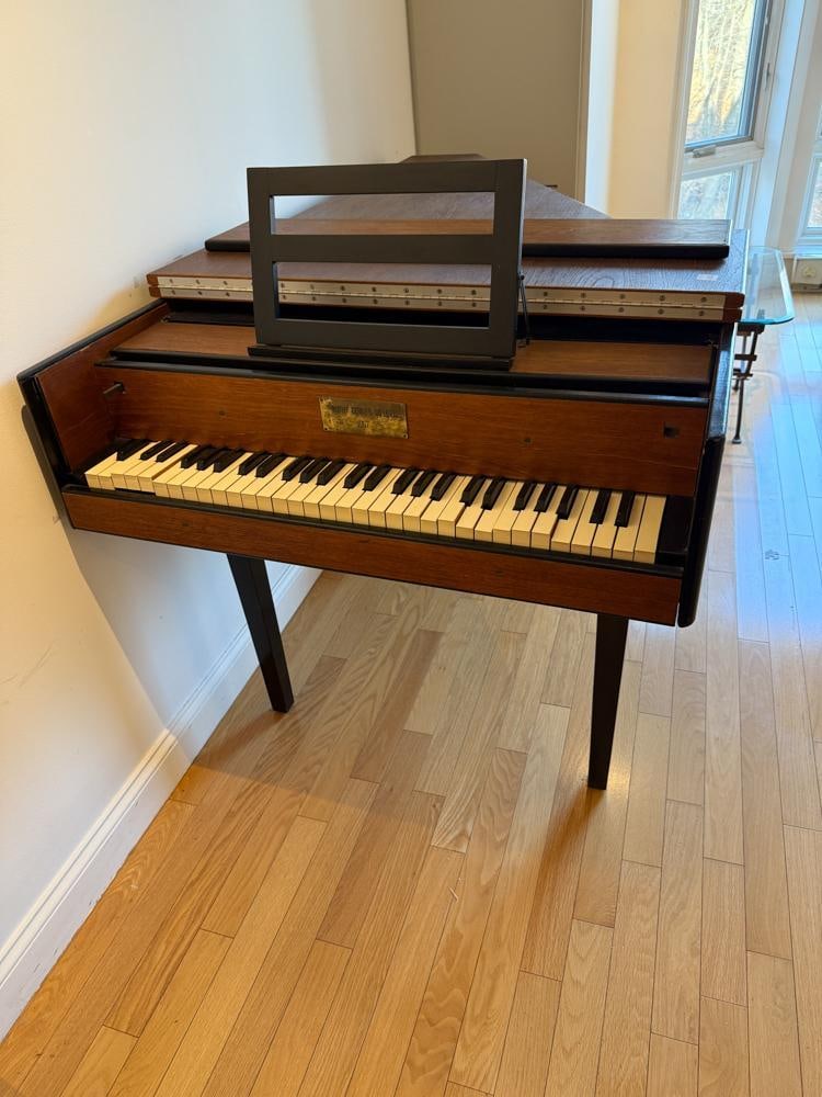 Vintage Modern Piano Harpsichord: Vintage modern piano harpsichord, 35" H x 69" W x 35" D. Provenance: Estate of Timothy Gillette of Brookline, Massachusetts.