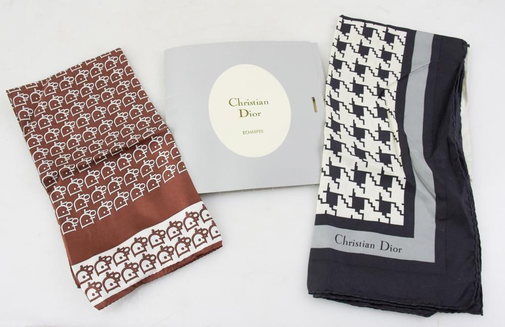 Two Christian Dior Silk Scarves, Never Worn (1 of 7)