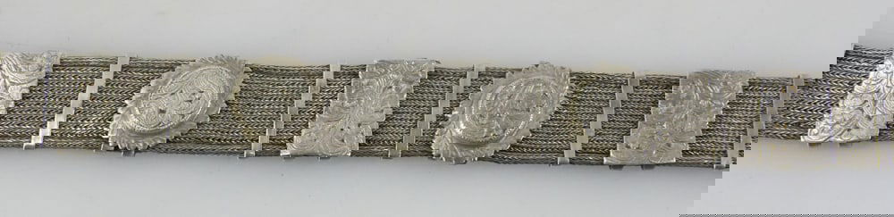 19thC Ottoman Silver Belt with Cabochon Ruby - 4