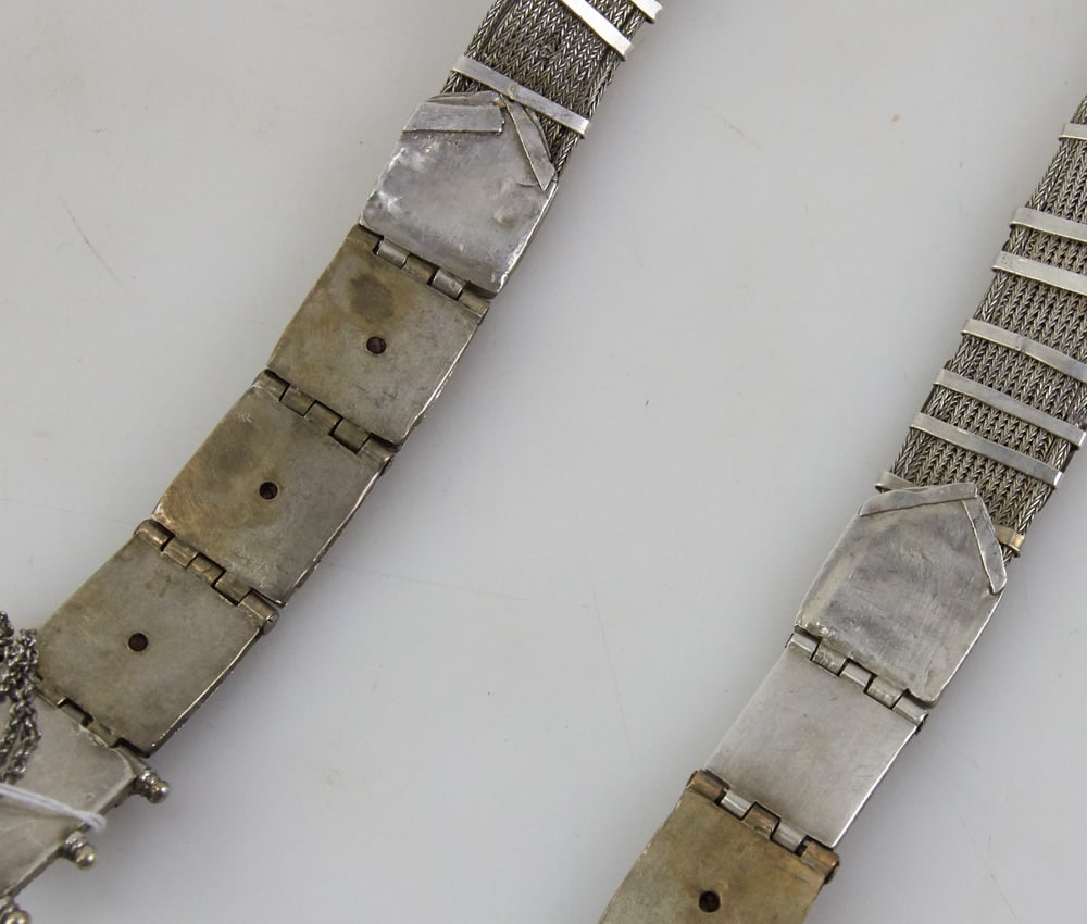 19thC Ottoman Silver Belt with Cabochon Ruby - 7