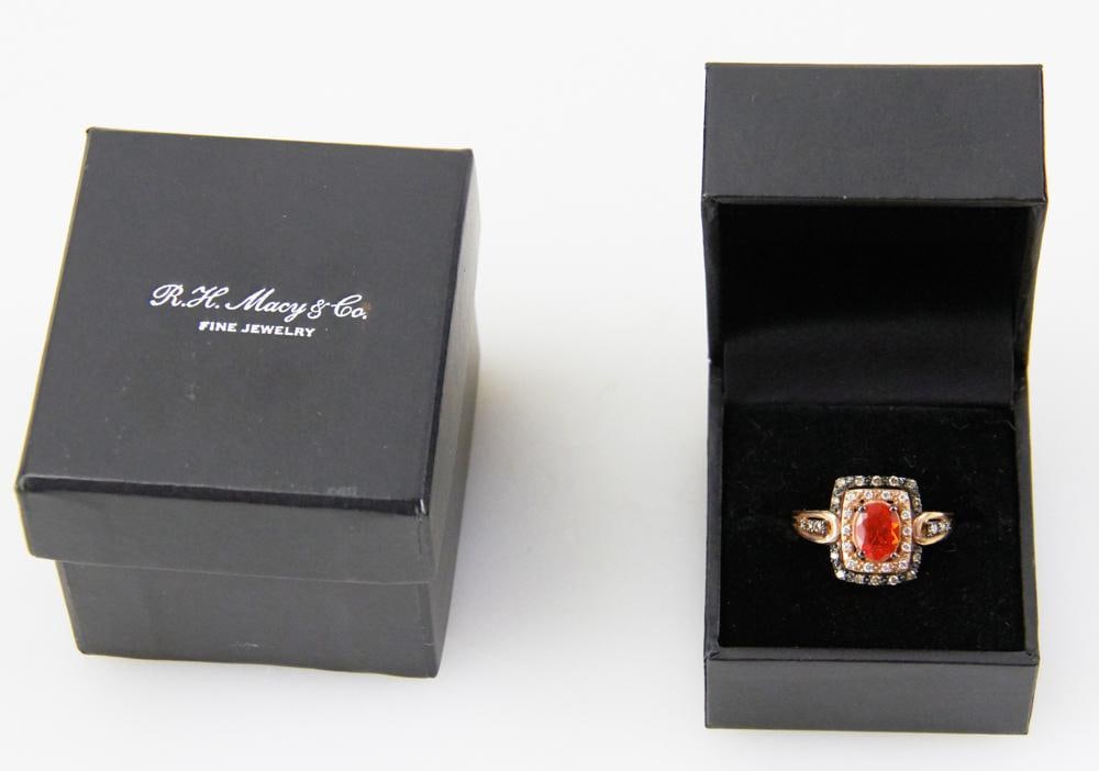 14k Rose Gold, Fire Opal, and Diamond Ring (1 of 15)