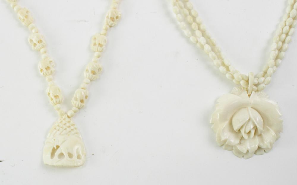Two Carved Bone Necklaces - 3