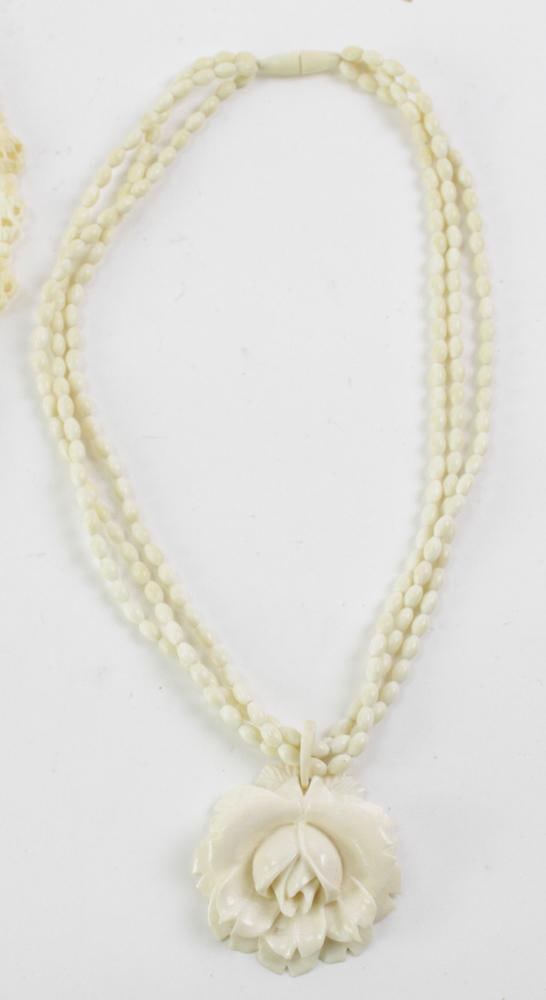Two Carved Bone Necklaces - 5