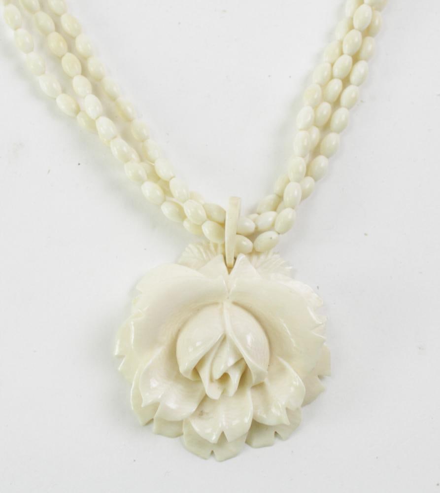 Two Carved Bone Necklaces - 6
