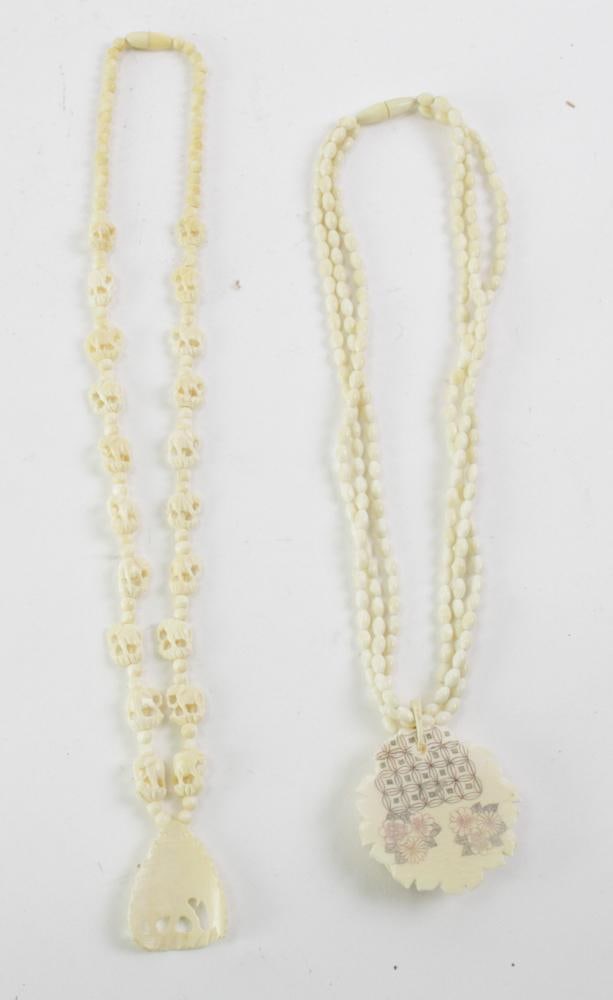 Two Carved Bone Necklaces - 7