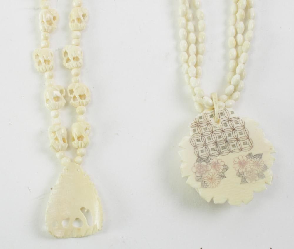 Two Carved Bone Necklaces - 8