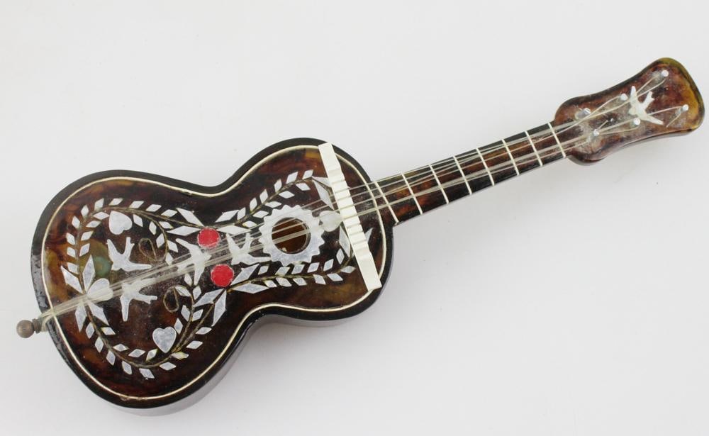 Celluloid Inlaid Guitar Music Box (1 of 6)