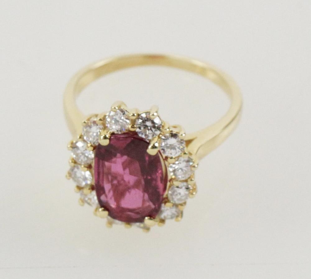 14k Yellow Gold, Ruby and Diamond Ring - 12