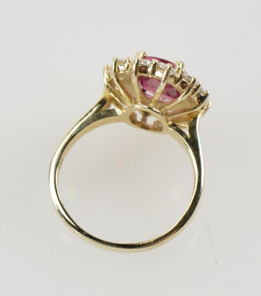 14k Yellow Gold, Ruby and Diamond Ring - 14