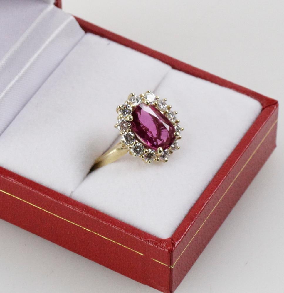14k Yellow Gold, Ruby and Diamond Ring - 8
