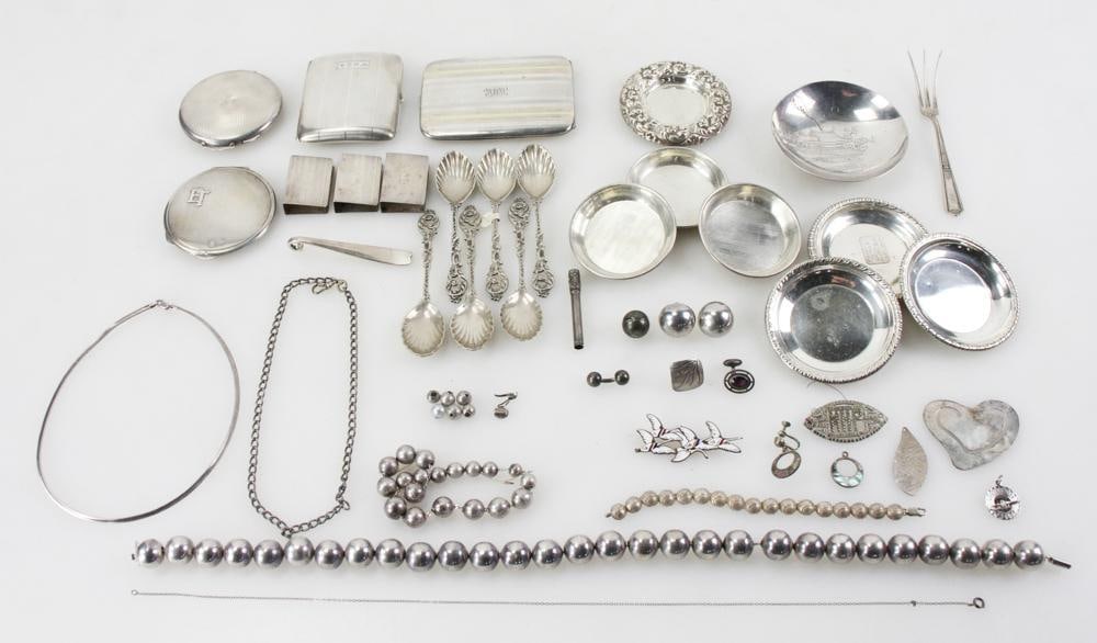 Sterling Items, Compacts, Bowl, Spoons, Trays, etc. (1 of 13)