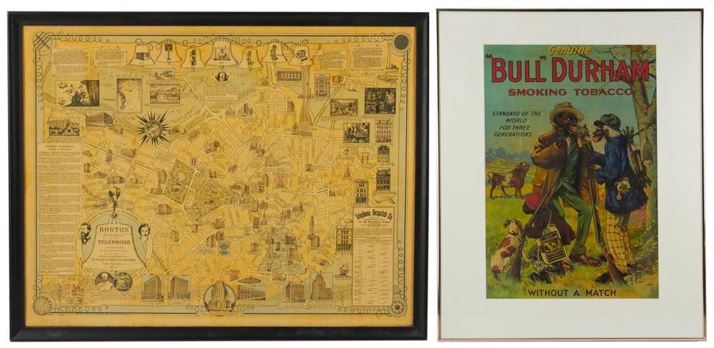 Bull Durham Tobacco Advertisement, Boston Telephone Map (1 of 19)