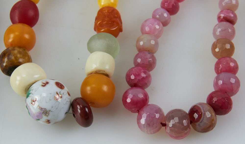 Assorted Necklaces, Turquoise, Amber, Rose Quartz, etc. - 6
