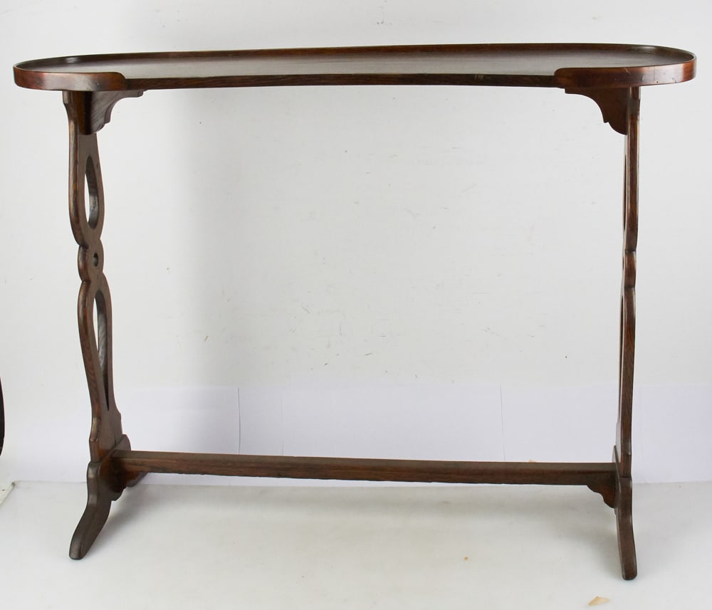 Early Oak Occasional Table: Early oak occasional table, 27" H x 36 1/2" W x 11 1/2" D. Provenance: Palm Beach, Florida.