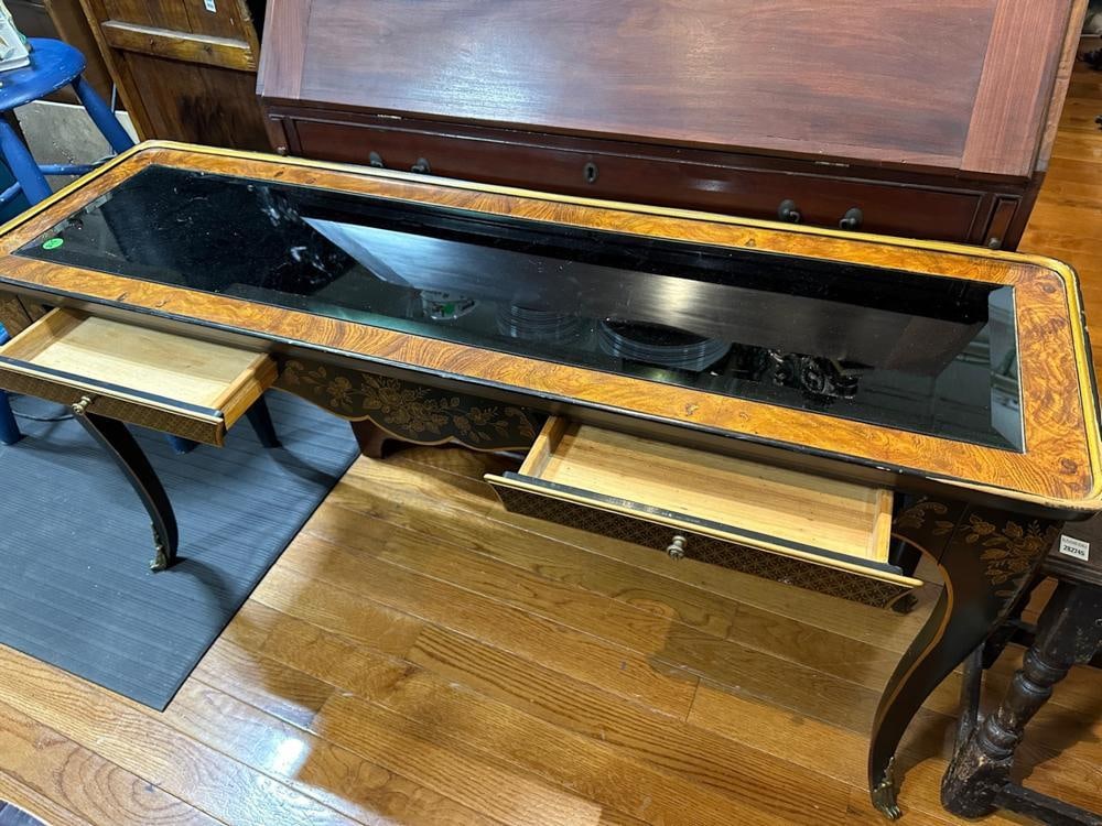 Console, Black Lacquer and Yew Wood (1 of 5)