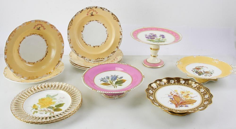 19thC English and Paris Porcelain Plates and Compotes (1 of 8)