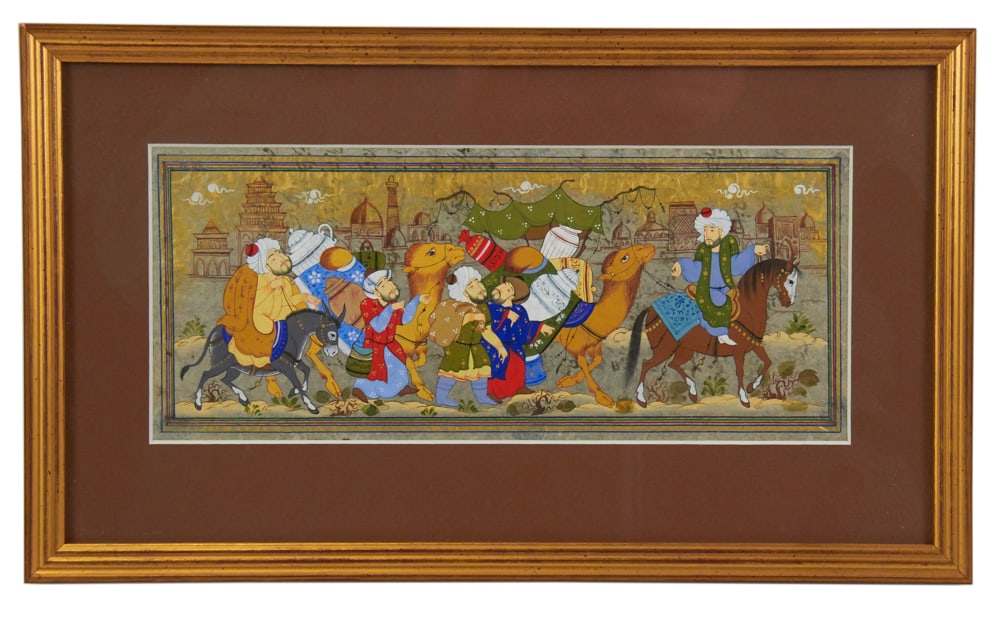 Miniature Painting Persian Art Caravan, Watercolor (1 of 11)