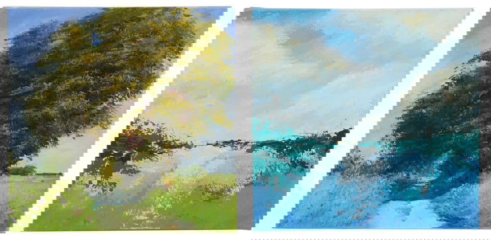 Aleksander Garncarek, Summer Way, Oil on Canvas: Aleksander Garncarek, "Summer Way", oil on canvas, signed L/L, with second canvas "New Day", unsigned. Provenance: Brookline, Massachusetts collection.