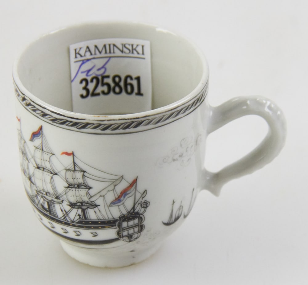 18thC Chinese Export Cup with Ship Design (1 of 5)