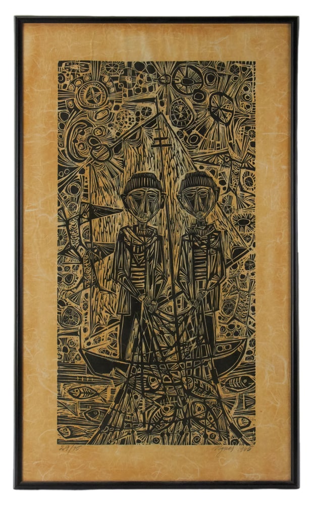 Native Fishermen in Boat, Limited Edition Print (1 of 5)