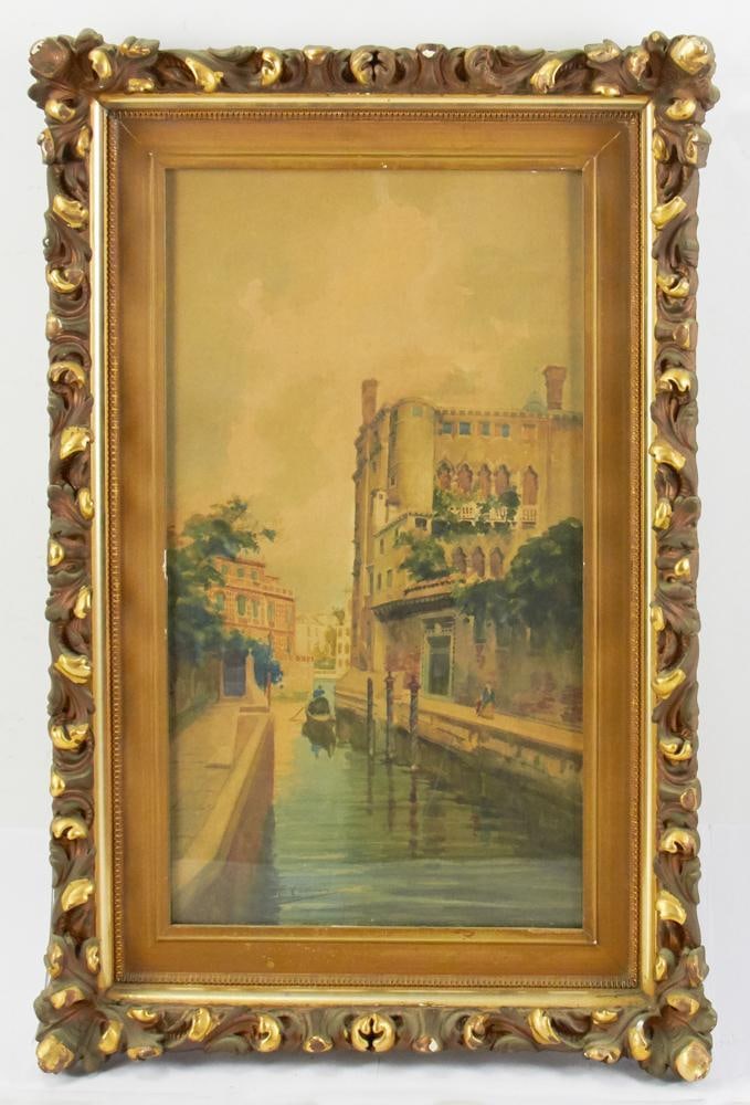 Ettore Cadorin, Venetian Canal Scene, Watercolor (1 of 10)