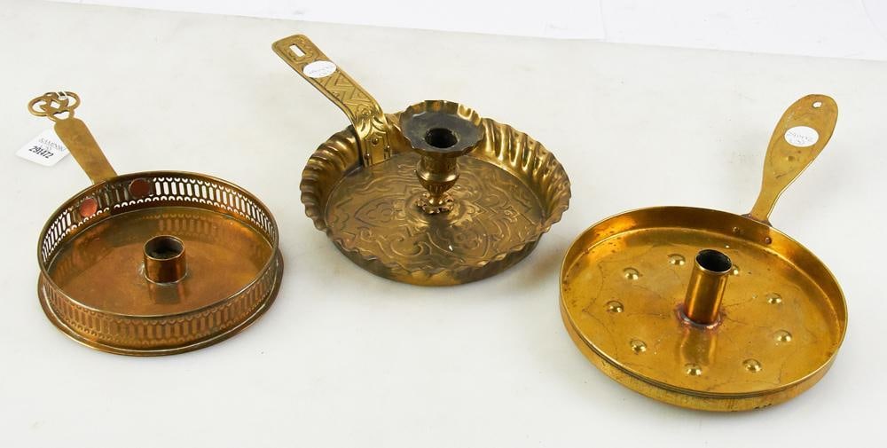 Three Vintage Brass Chamber Sticks (1 of 5)