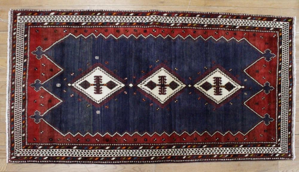 Qashqai Rug: Qashqai rug, 6' 4" x 3' 1". Provenance: New York City, New York collection.