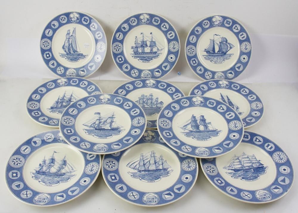 Wedgwood Transfer-Decorated Plates, Sailing Ships (1 of 4)