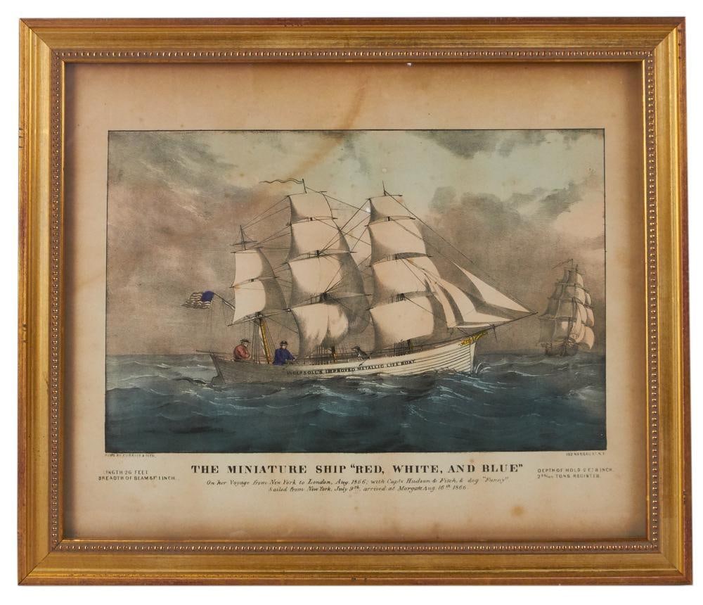 Currier and Ives, Miniature Ship "Red, White, and Blue" (1 of 10)