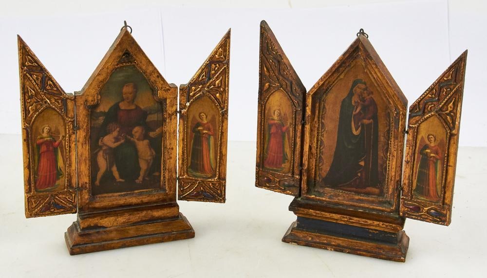 Pair of Antique Florentine Gilt Wood Triptychs (1 of 12)