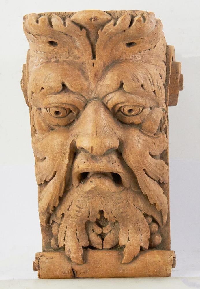 Griffin Face Wall Shelf: Griffin face wall shelf. Provenance: Wakefield, Massachusetts collection.