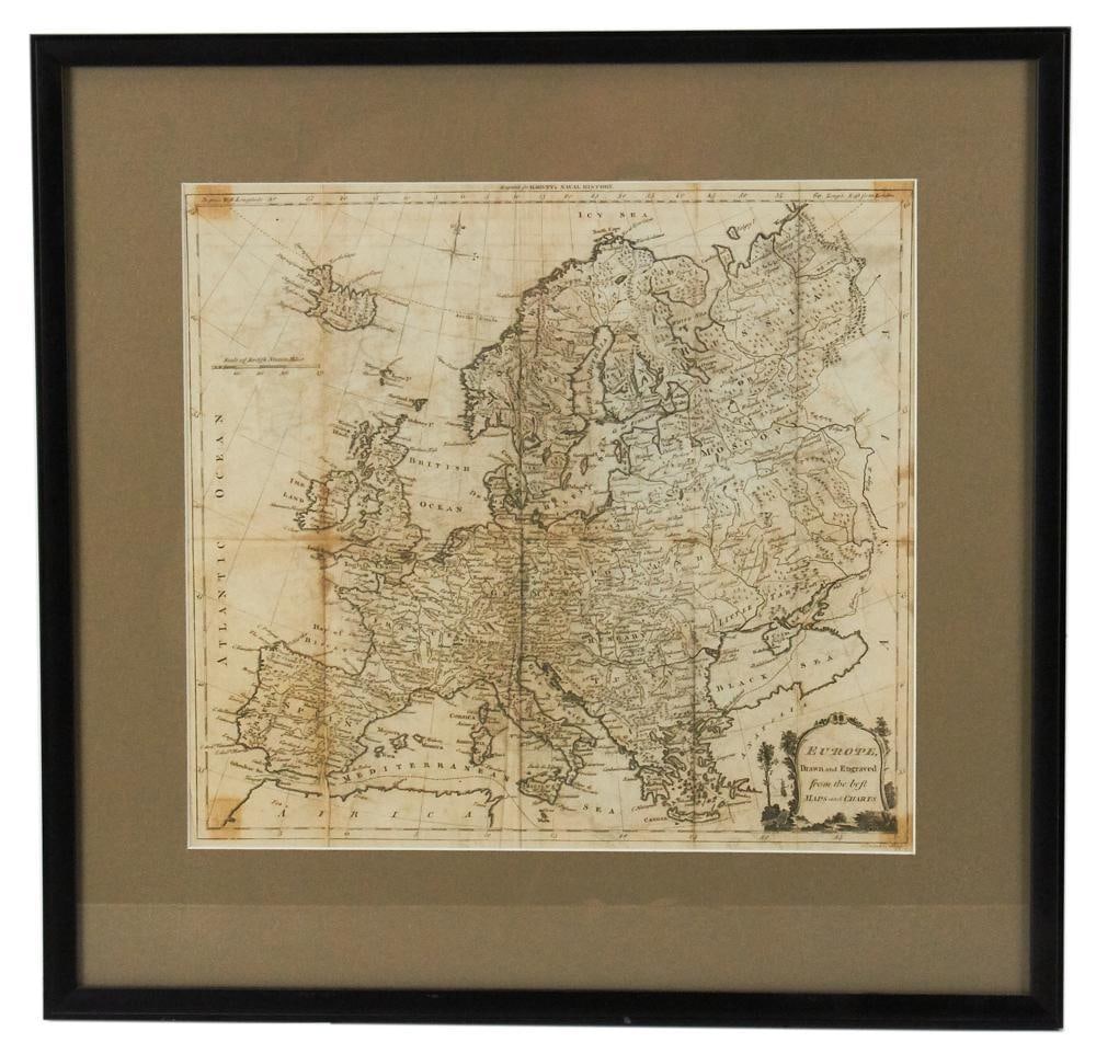 19thC Map of Europe, Harvy's Naval History (1 of 5)