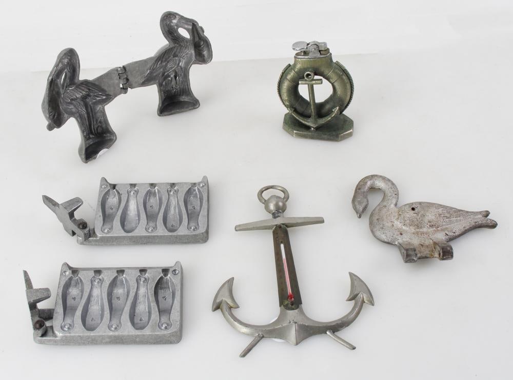 Fishing Weight Molds, Thermometer, Swan Design Mold, etc. (1 of 12)