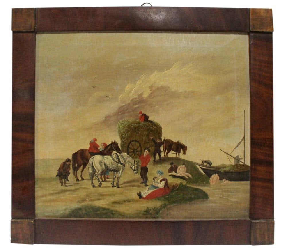 19thC European, Wagon and Horses, Oil on Canvas (1 of 3)