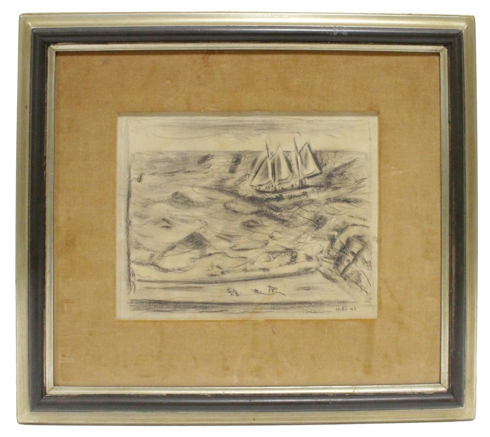 Etching of Sailboat Artwork by John Marin (1 of 4)