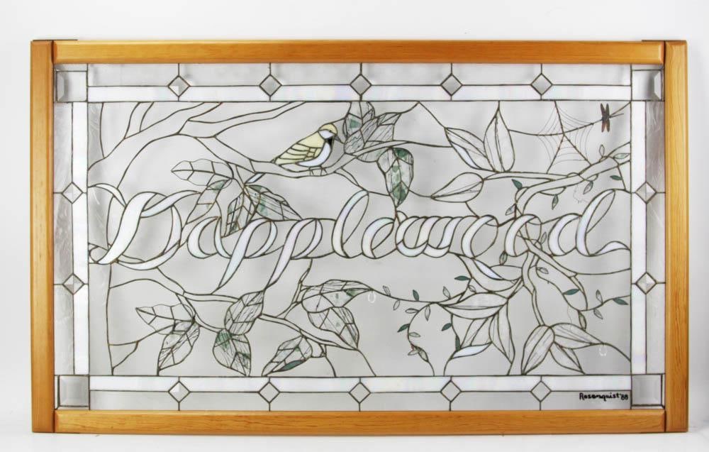 Dapplewood Leaded Window: Dapplewood leaded window, 26" x 44". Provenance: The Villages, Florida collection.
