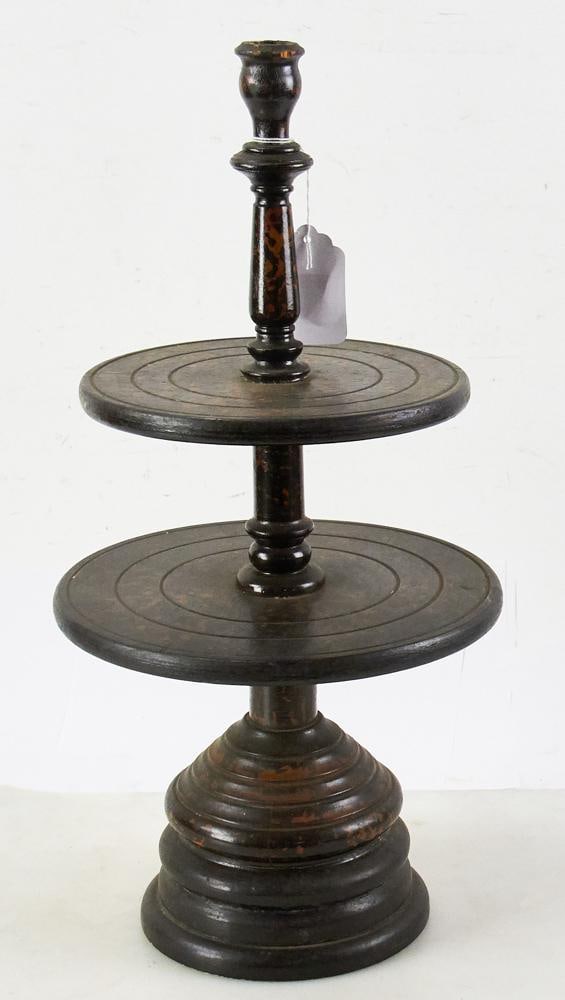 Antique French Painted Wood 2-Tier Dumbwaiter/Server (1 of 4)