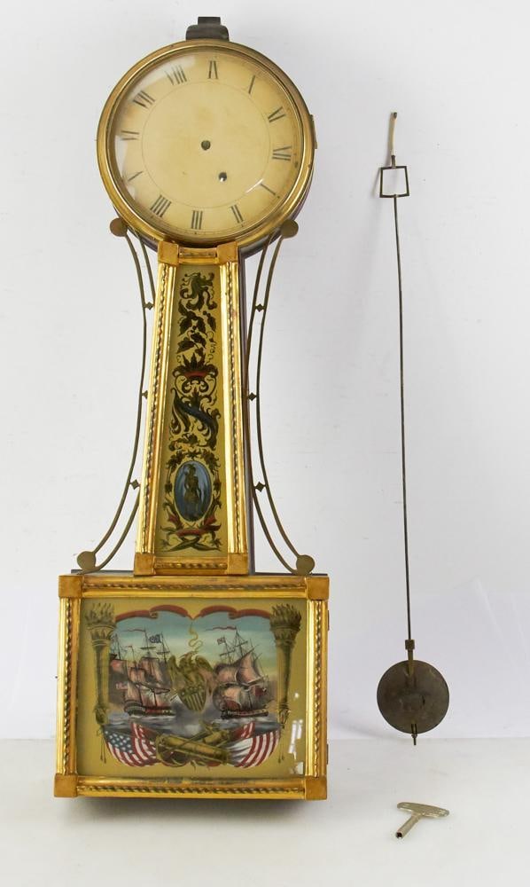 Banjo Clock and Parts, Reverse-Painted Panels (1 of 9)