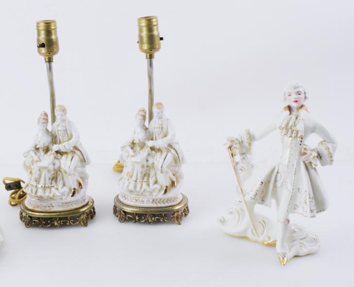 Porcelain Figurine and Pair of Lamps (1 of 5)