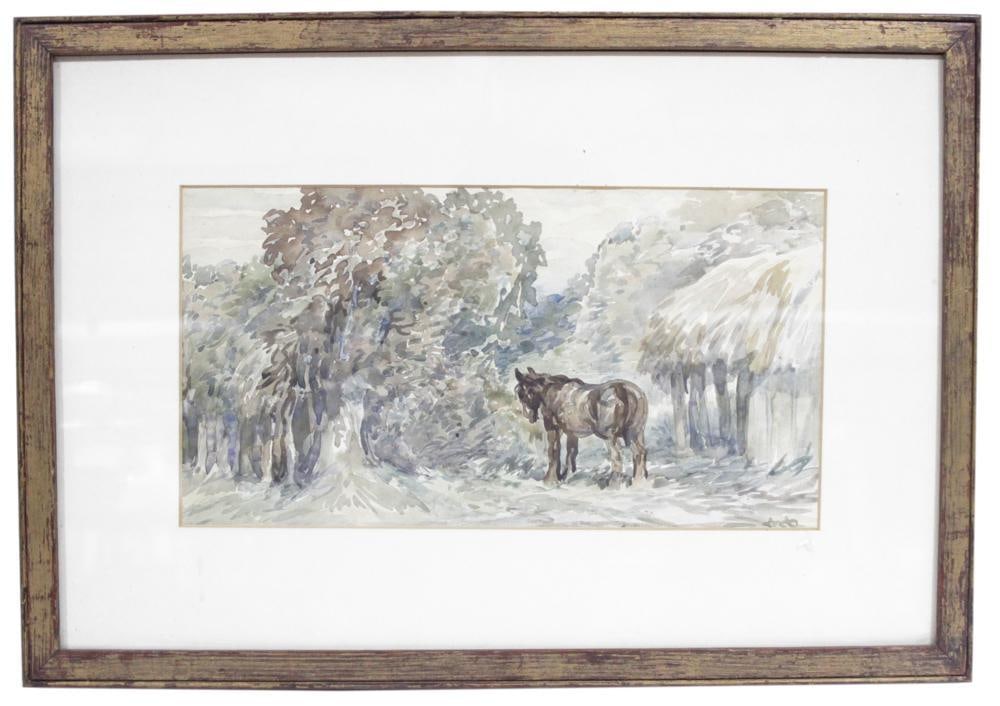 Horse Standing in Wooded Area, Watercolor (1 of 3)