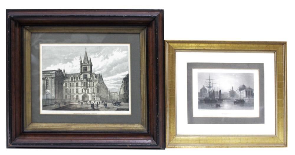 19thC Engravings, Faneuil Hall, Caius College Cambridge England (1 of 5)