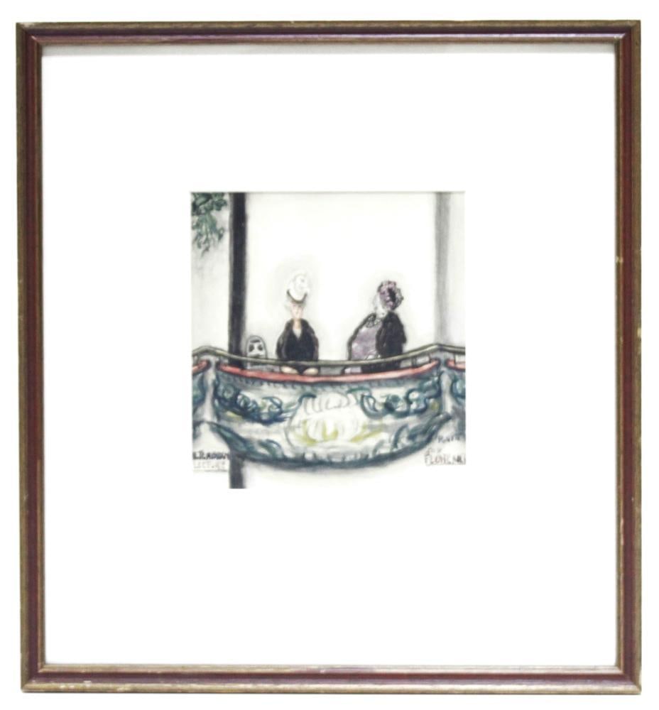 Two Women in Theatre Box, Watercolor/Gouache (1 of 3)