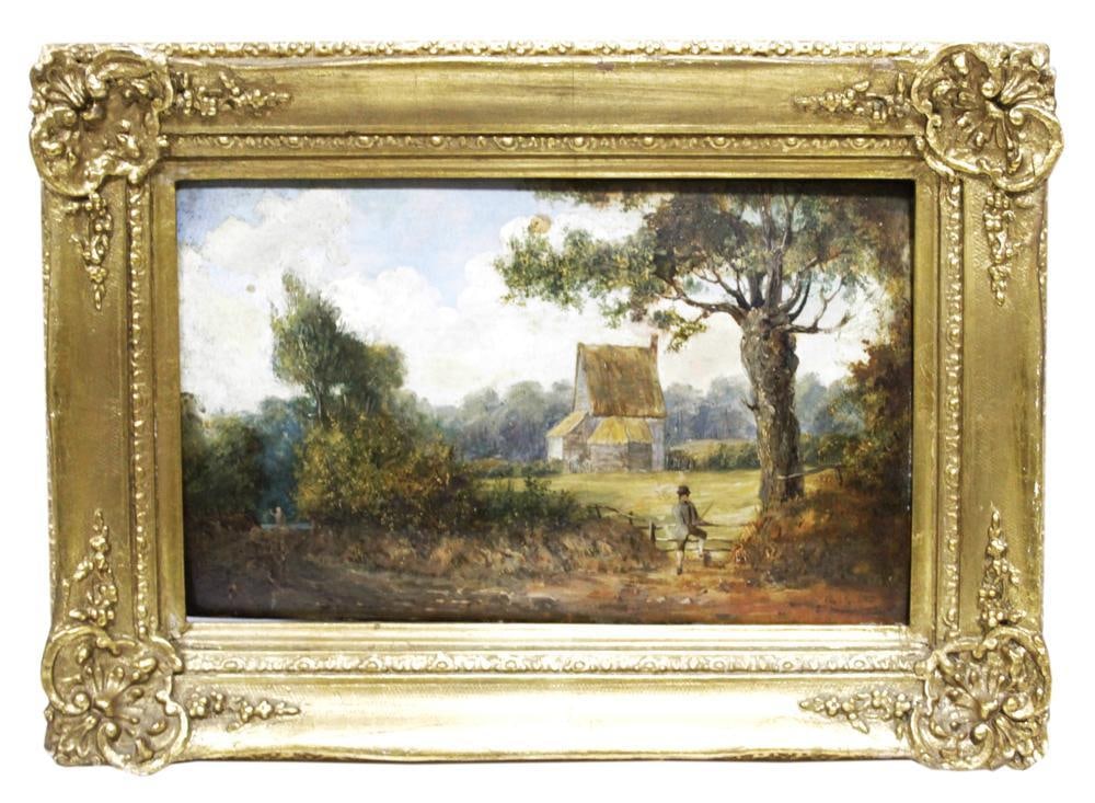 Early-to-mid 19thC Pastoral Landscape, Oil on Board (1 of 3)
