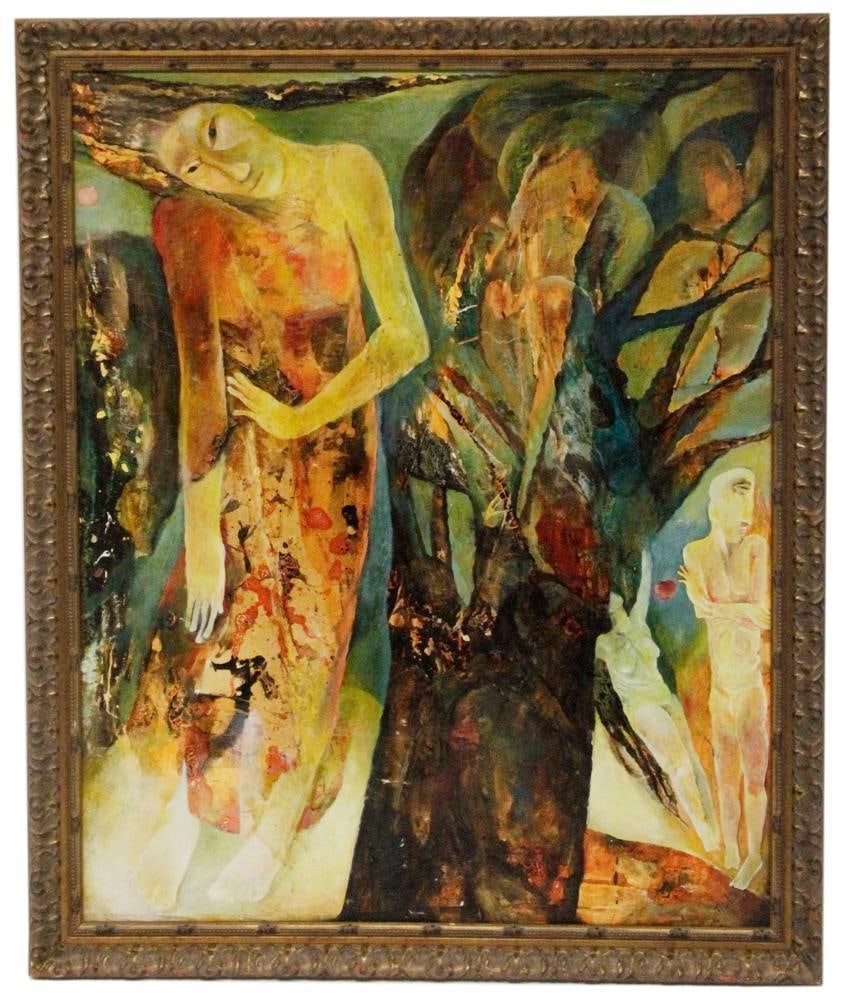 Tamara Dubinovsky, Woman in Dream: Tamara Dubinovsky, woman in dream, oil on canvas, dated 1989, 40" x 32", framed 44" x 36". Provenance: West Newton, Massachusetts collection.